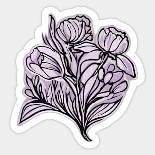 Enchanting Monochrome Floral Art No. 938 Sticker